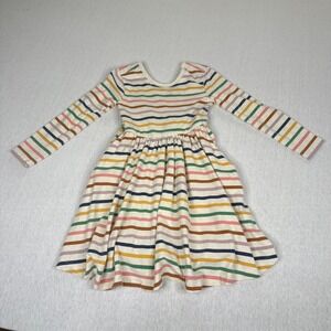 Ruffle Butts Kids Girls Rainbow Stripe Long Sleeve Dress Pockets‎ Size 5
